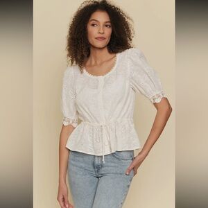 Mystree Cream Eyelet Blouse